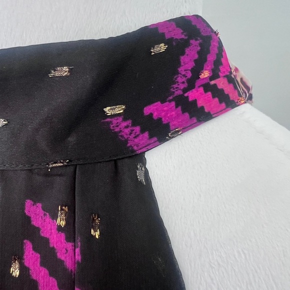 White House Black Market Black and Pink Chevron Blouse - Picture 13 of 15